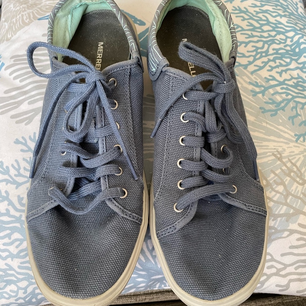 Merrell Performance Footwear Blue Canvas Bering Sea lace up sneakers size 9